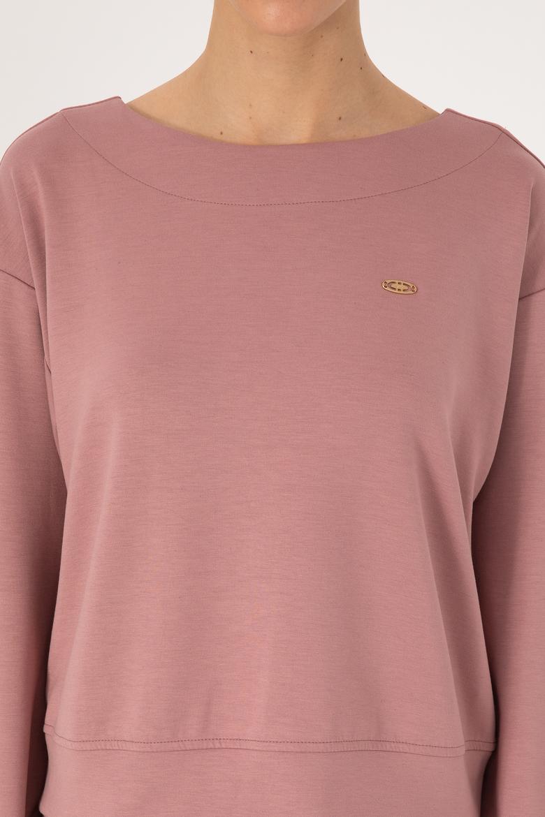 Kadın Gül Kurusu Bisiklet Yaka Sweatshirt - 50314210031