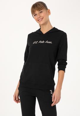 Kadın Siyah Kapüşonlu Sweatshırt - 50313559005