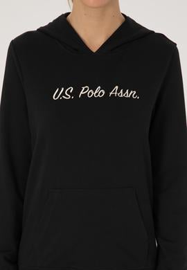 Kadın Siyah Kapüşonlu Sweatshırt - 50313559005