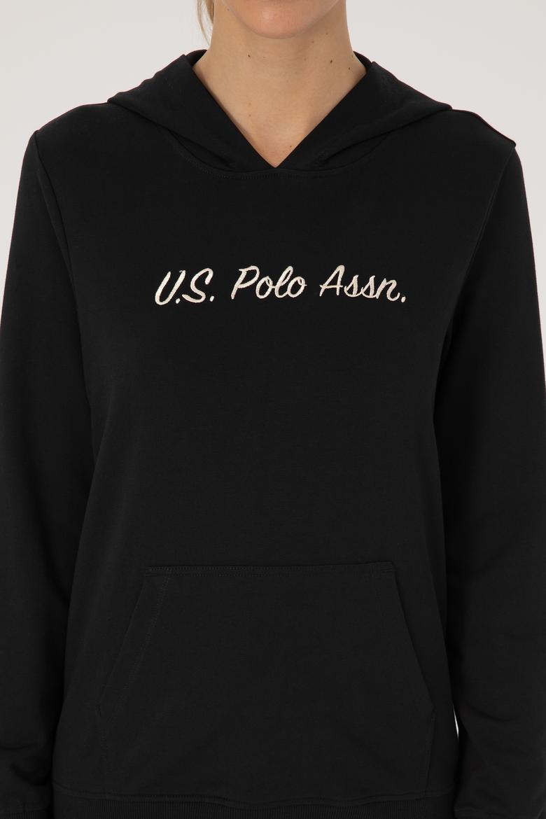 Kadın Siyah Kapüşonlu Sweatshırt - 50313559005