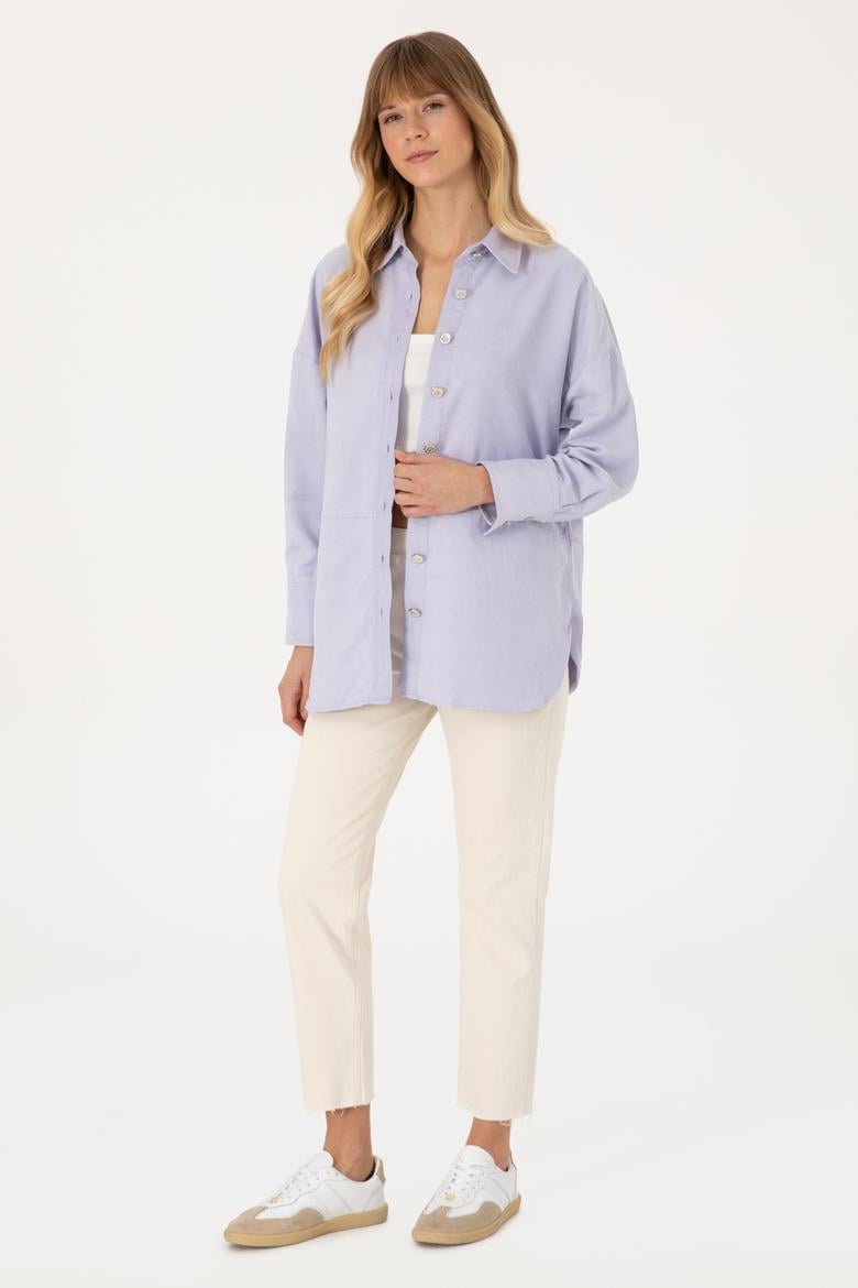 Kadın MOR Uzun Kollu Gömlek - 50308740013