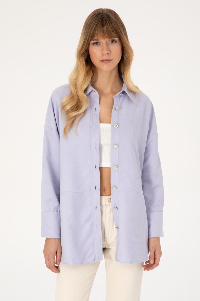Kadın MOR Uzun Kollu Gömlek