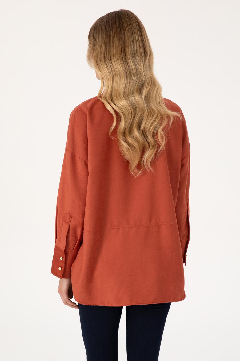 Kadın Gül Kurusu Uzun Kollu Gömlek - 50308740005