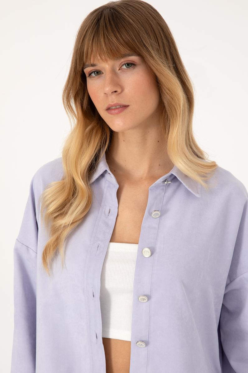 Kadın MOR Uzun Kollu Gömlek