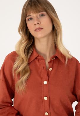 Kadın Gül Kurusu Uzun Kollu Gömlek - 50308740005