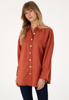 Kadın Gül Kurusu Uzun Kollu Gömlek - 50308740005