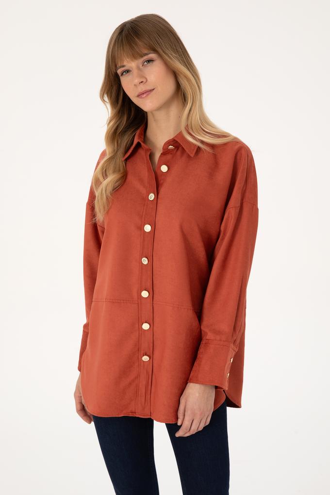 Kadın Gül Kurusu Uzun Kollu Gömlek