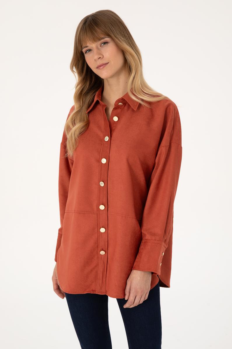 Kadın Gül Kurusu Uzun Kollu Gömlek