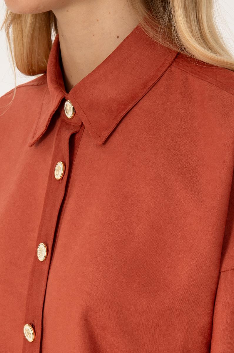 Kadın Gül Kurusu Uzun Kollu Gömlek