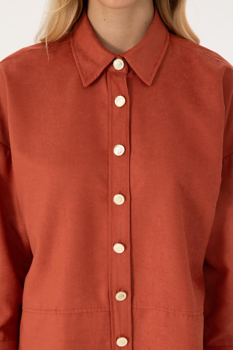 Kadın Gül Kurusu Uzun Kollu Gömlek - 50308740005