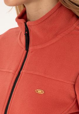 Kadın Kiremit Fermuarlı Dik Yaka Polar Sweatshirt - 50316729088