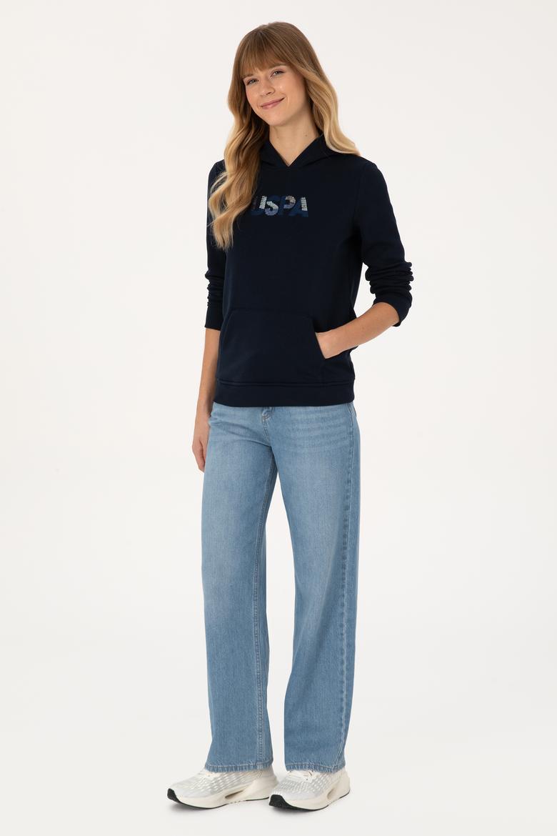 Kadın Lacivert Kapüşonlu Basic Sweatshirt - 50307711004