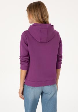 Kadın Menekşe Kapüşonlu Basic Sweatshirt - 50307711117