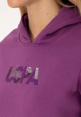 Kadın Menekşe Kapüşonlu Basic Sweatshirt - 50307711117