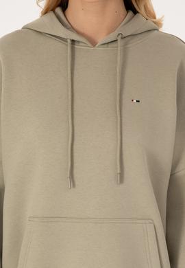 Kadın Açık Haki Şardonlu Kapüşonlu Sweatshırt - 50313567061