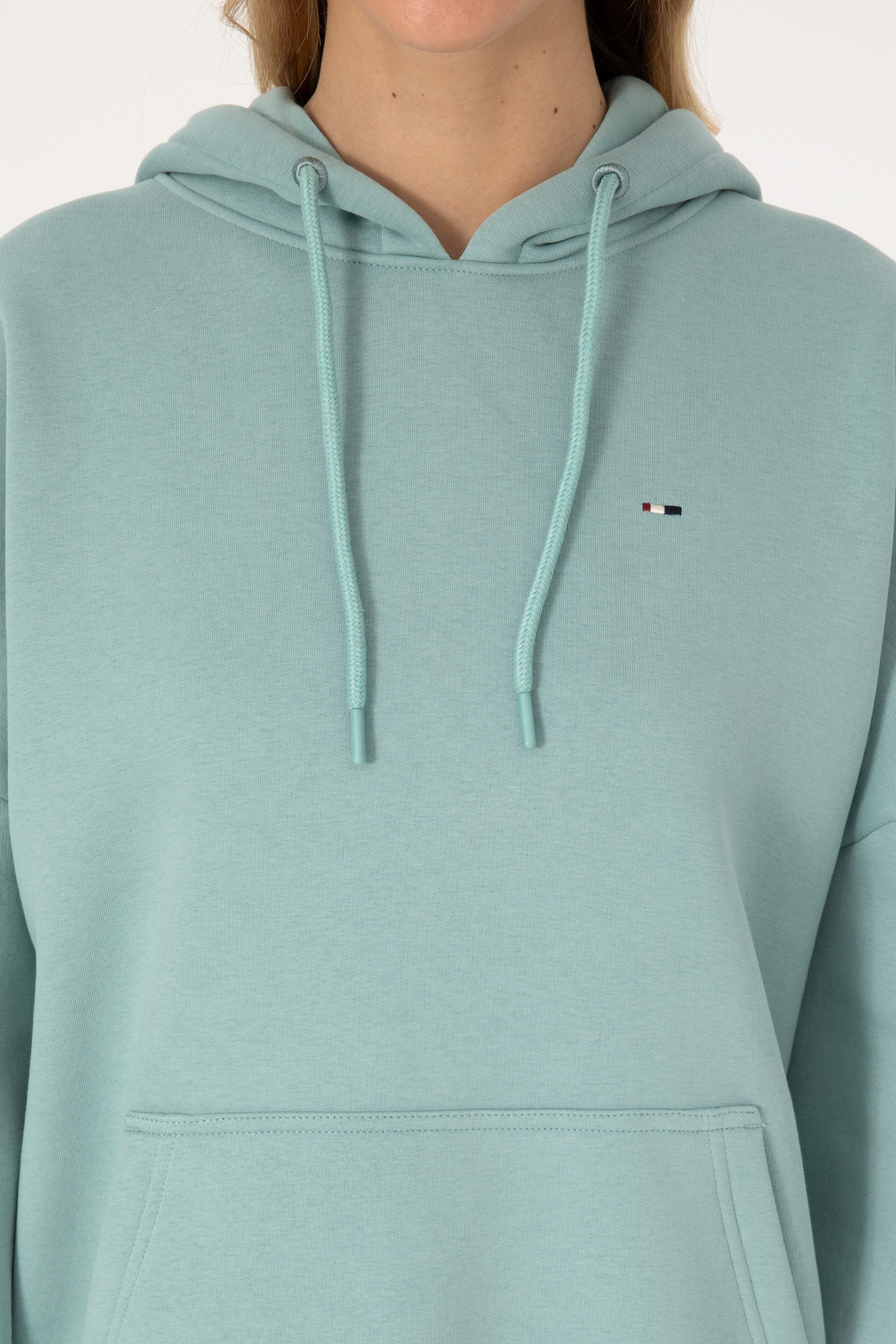 Kadın Mint Şardonlu Kapüşonlu Sweatshırt - Image 6