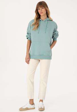 Kadın Mint Şardonlu Kapüşonlu Sweatshırt - 50313567095