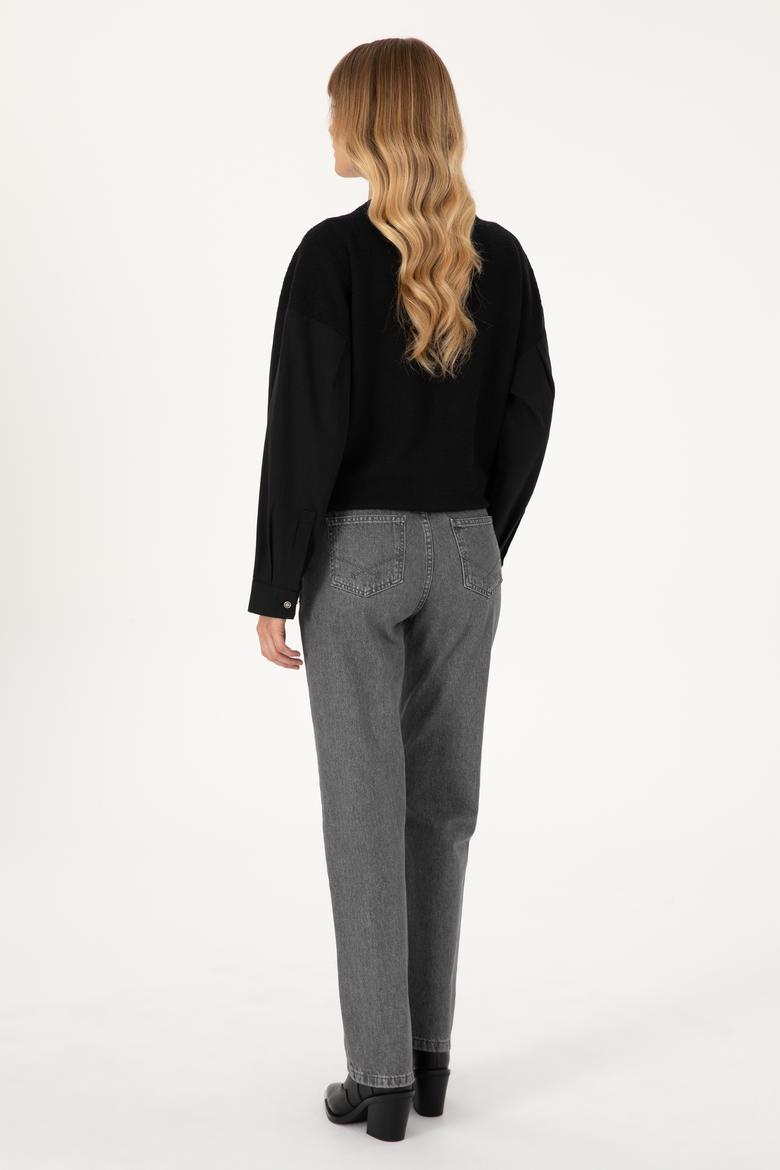 Kadın Gri Straight Fit Jean Pantolon - 50316569005