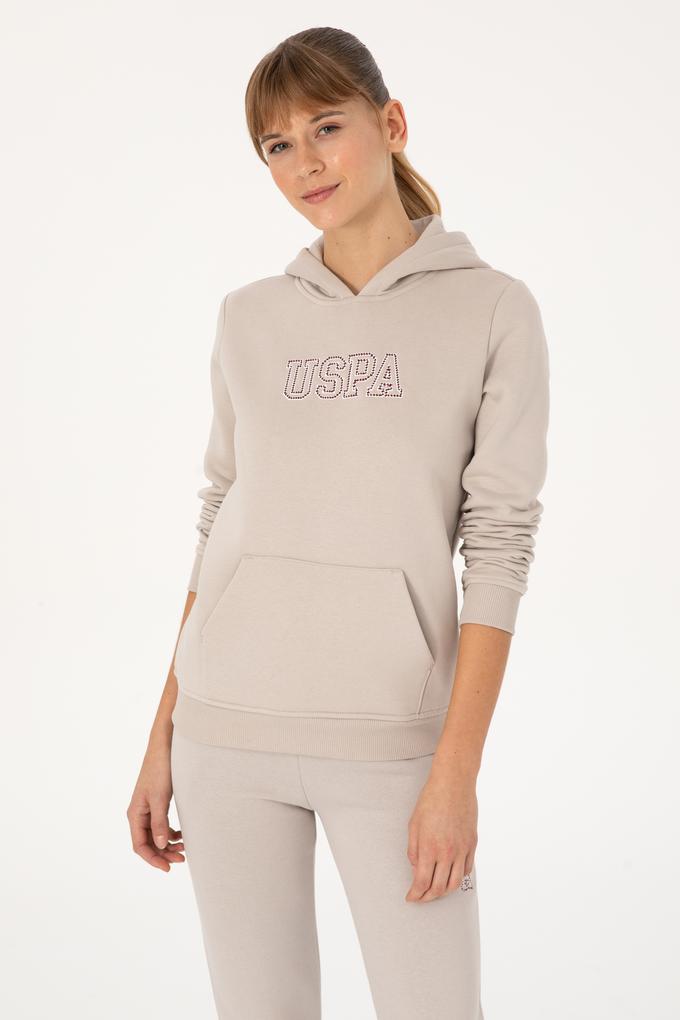 Kadın Taş Şardonlu Kapüşonlu Basic Sweatshirt