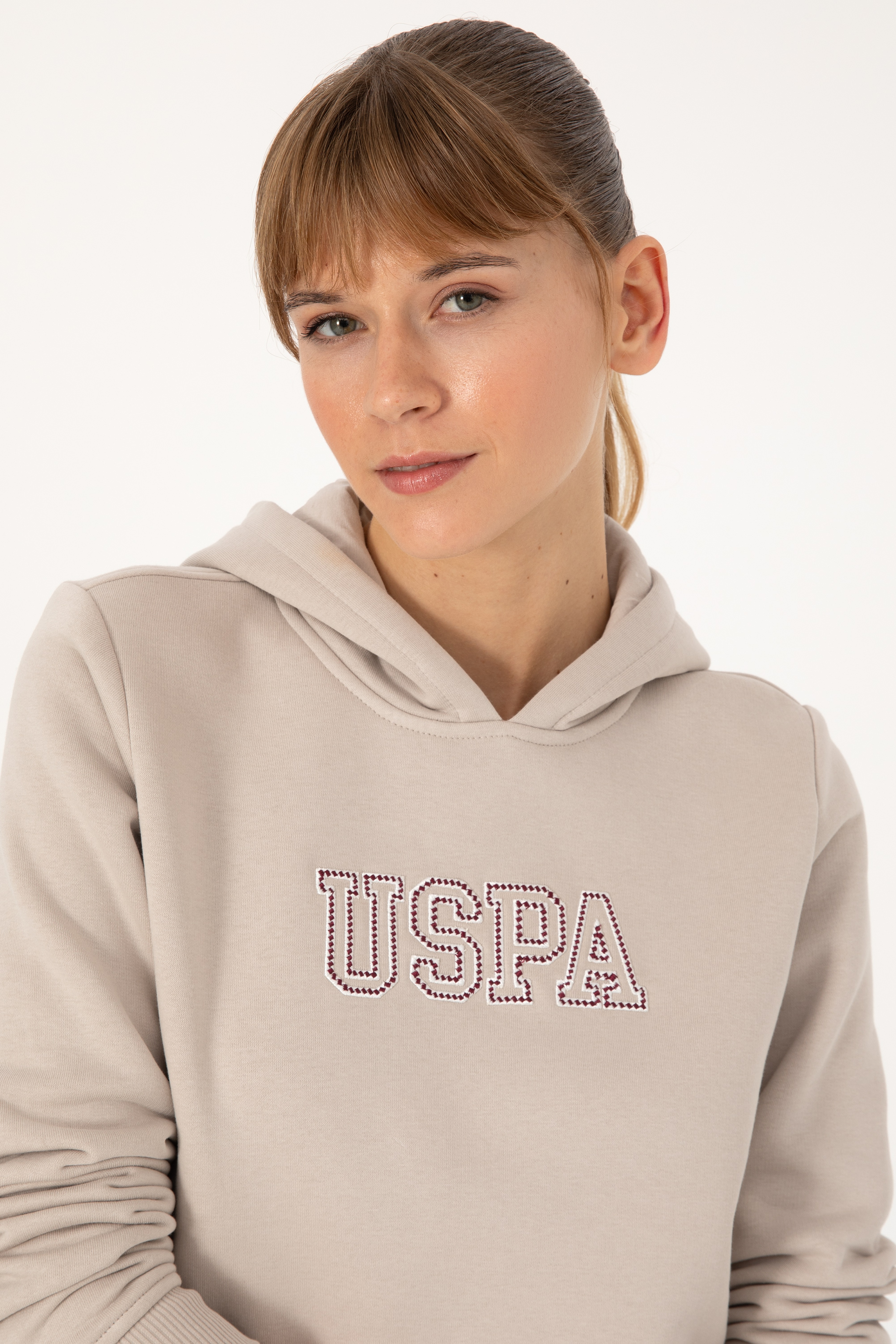 Kadın Taş Şardonlu Kapüşonlu Basic Sweatshirt