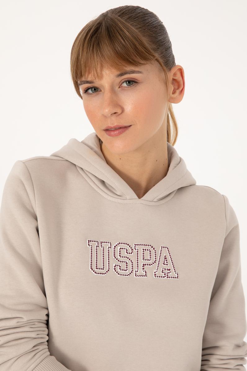 Kadın Taş Şardonlu Kapüşonlu Basic Sweatshirt