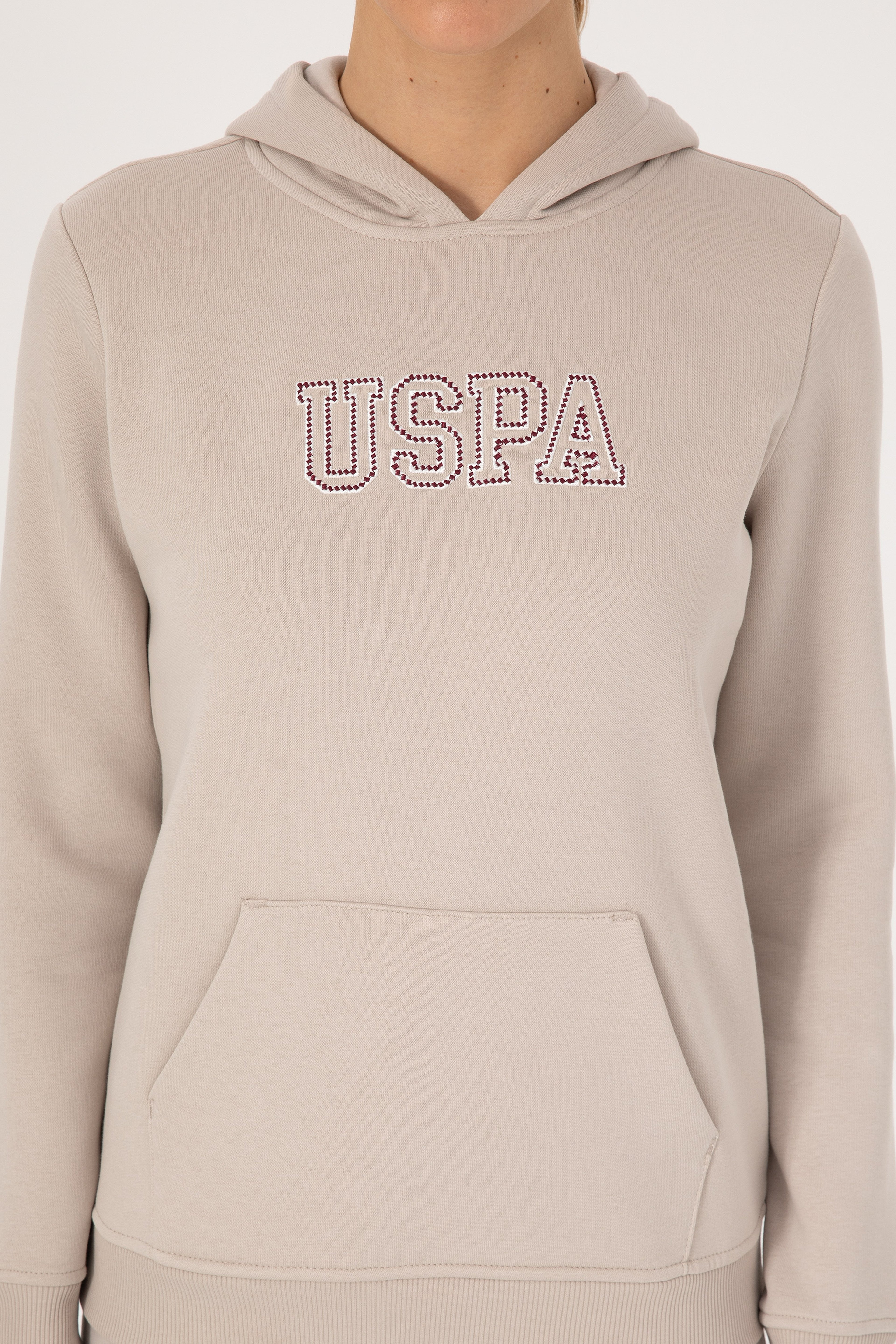 Kadın Taş Şardonlu Kapüşonlu Basic Sweatshirt - Image 6