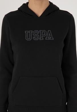 Kadın Siyah Şardonlu Kapüşonlu Basic Sweatshirt - 50313566007