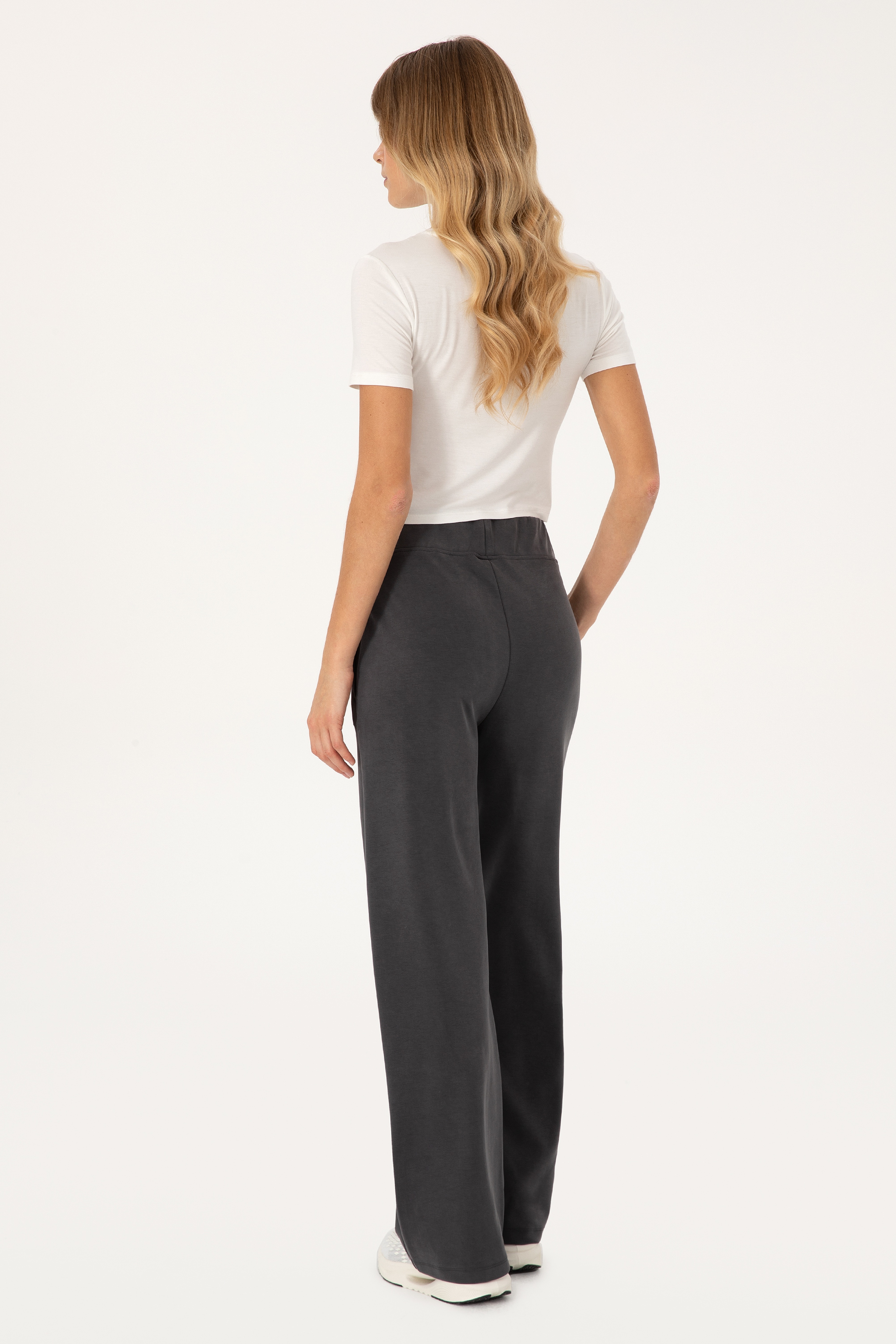 Kadın Antrasit Modal Karışımlı Loose Fit Eşofman Altı - Image 4