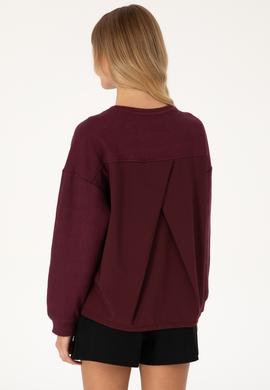 Kadın Bordo Bisiklet Yaka Sweatshirt - 50309454016