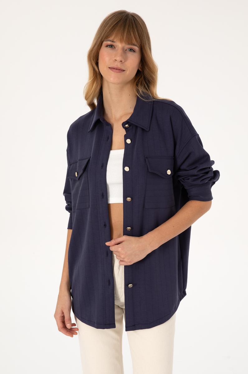 Kadın Mürdüm Örme Gömlek