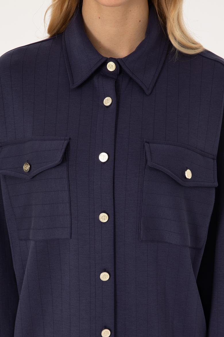 Kadın Mürdüm Örme Gömlek - 50309510020