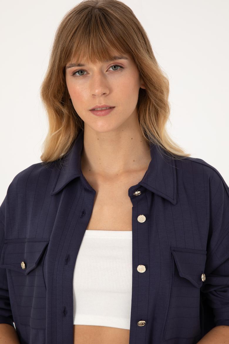 Kadın Mürdüm Örme Gömlek - 50309510020