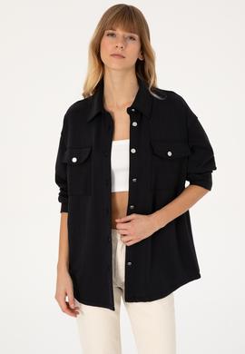 Kadın Siyah Örme Gömlek - 50309510033