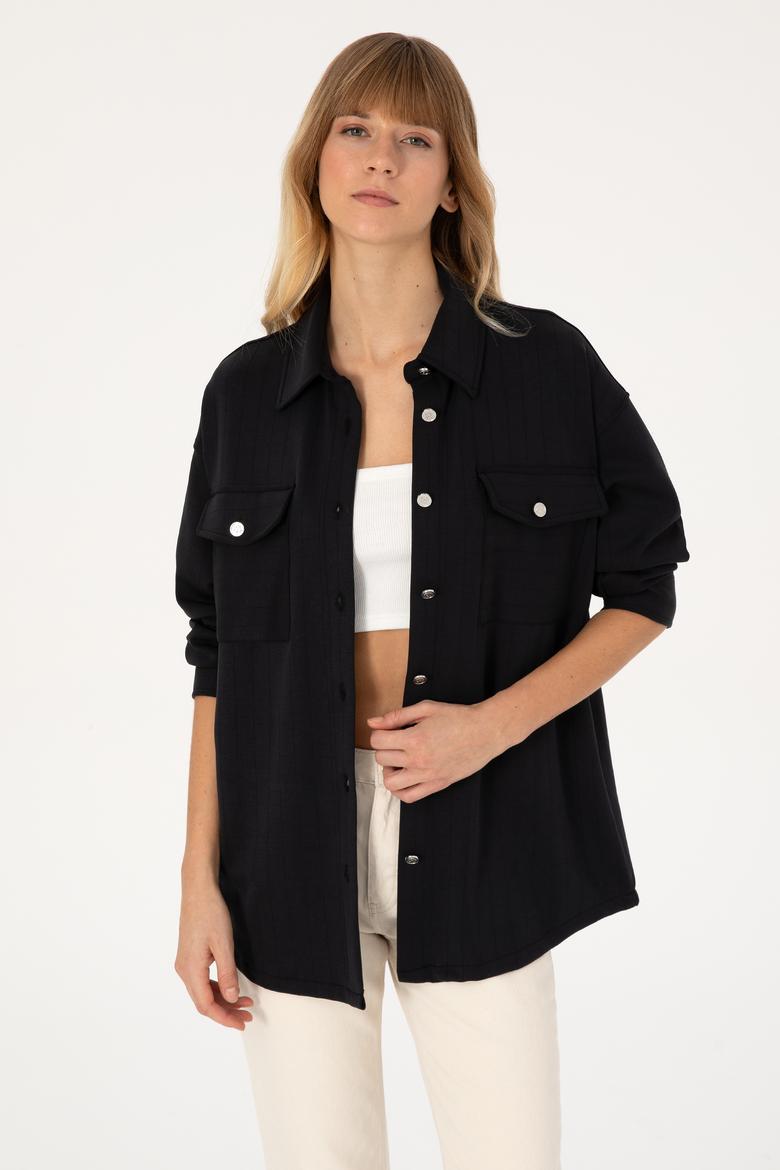 Kadın Siyah Örme Gömlek