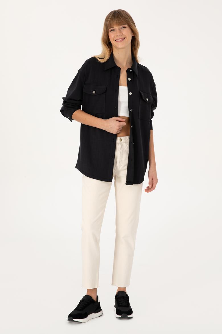 Kadın Siyah Örme Gömlek - 50309510033