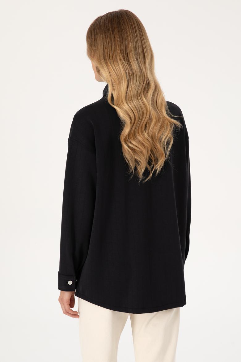 Kadın Siyah Örme Gömlek - 50309510033