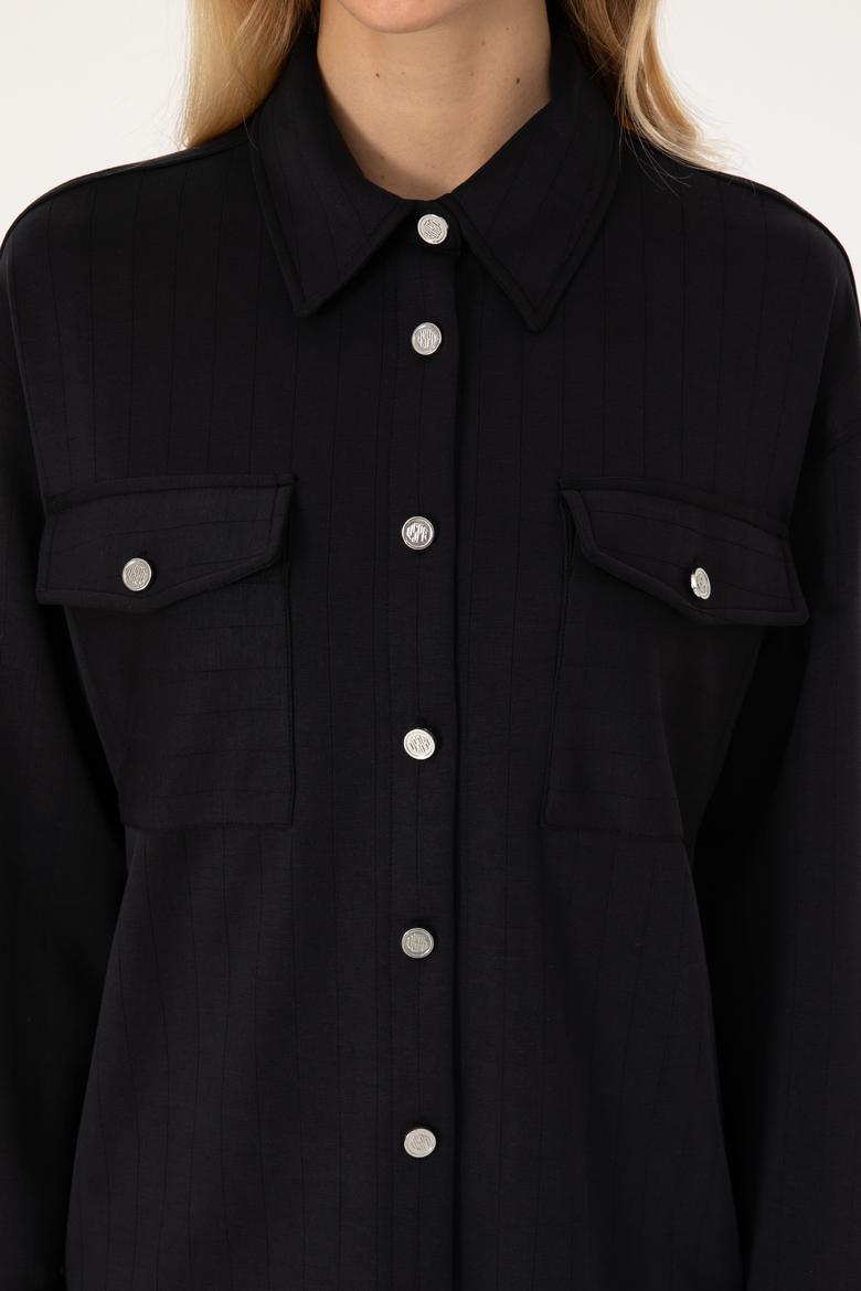 Kadın Siyah Örme Gömlek - 50309510033