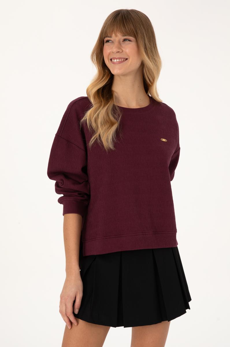 Kadın Bordo Bisiklet Yaka Sweatshirt