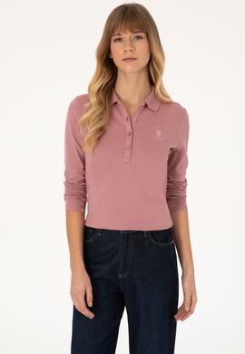 Kadın Gül Kurusu Basic Polo Yaka Sweatshirt - 50317627037