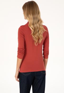 Kadın Kiremit Basic Polo Yaka Sweatshirt - 50317627013