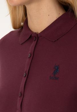 Kadın Bordo Basic Polo Yaka Sweatshirt - 50317627020