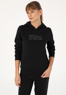 Kadın Siyah Şardonlu Kapüşonlu Basic Sweatshirt - 50313566007