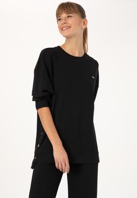 Kadın Siyah Bisiklet Yaka Sweatshirt - 50314194004