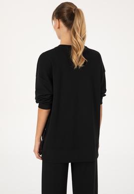 Kadın Siyah Bisiklet Yaka Sweatshirt - 50314194004