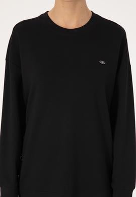 Kadın Siyah Bisiklet Yaka Sweatshirt - 50314194004