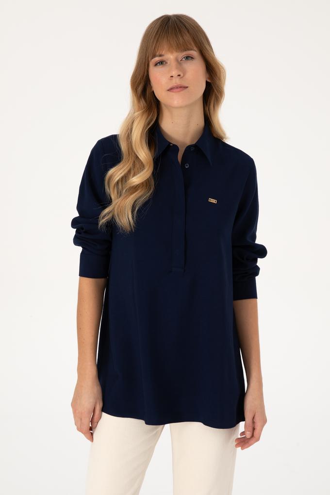 Kadın Lacivert Uzun Kollu Gömlek