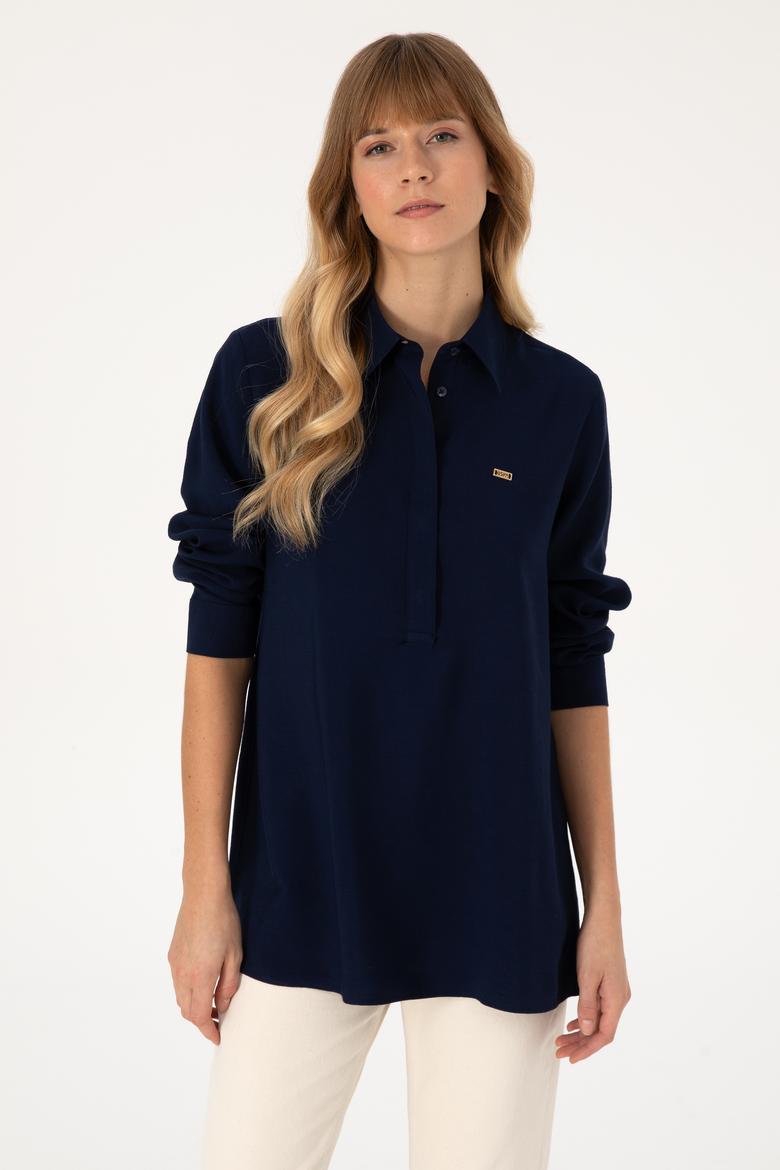 Kadın Lacivert Uzun Kollu Gömlek