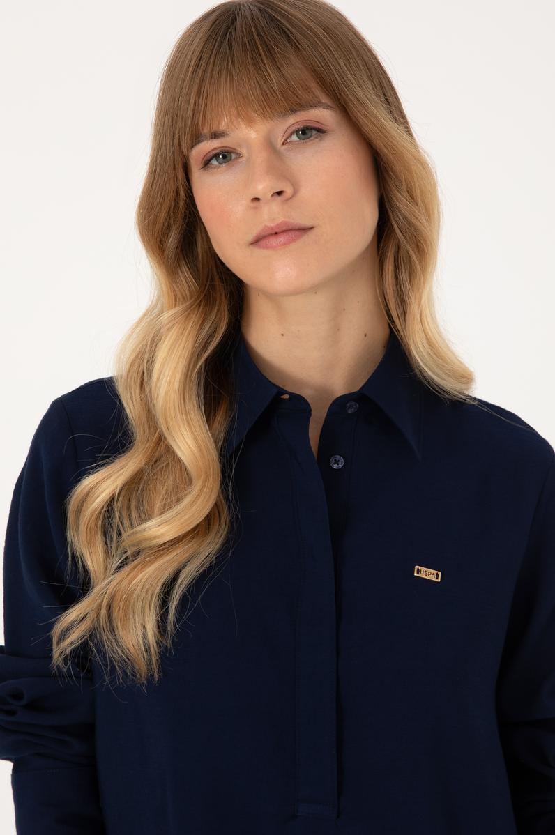 Kadın Lacivert Uzun Kollu Gömlek