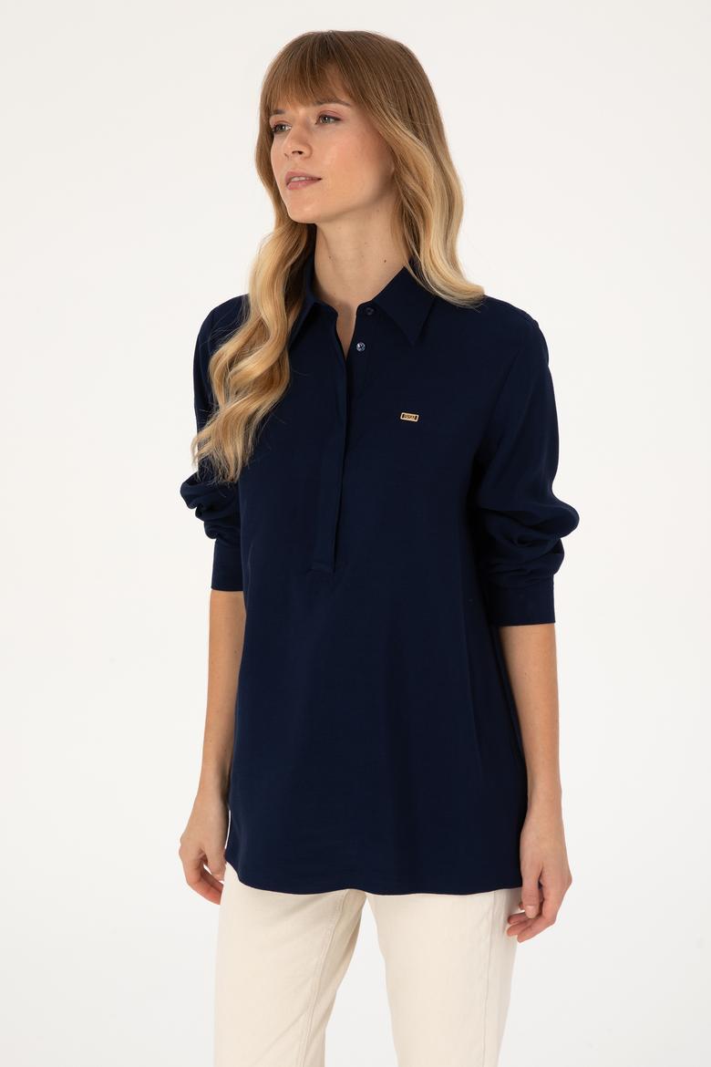 Kadın Lacivert Uzun Kollu Gömlek - 50316411028