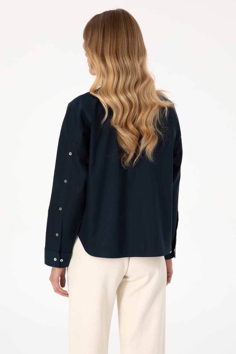 Kadın Lacivert Uzun Kollu Gömlek - 50316377020